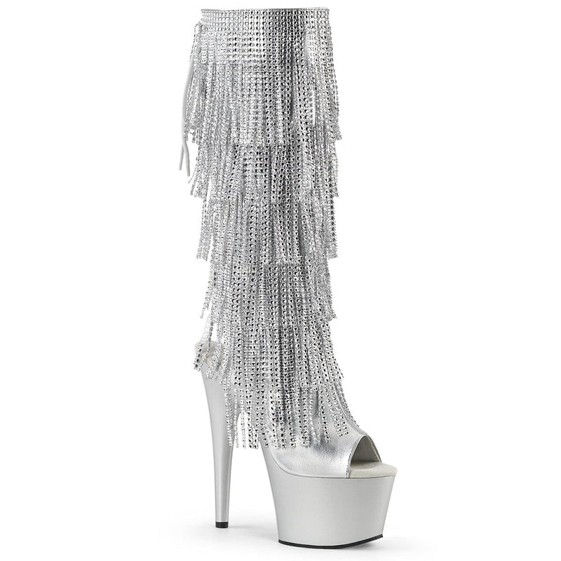 Pleaser ADORE-2024RSF Platform Knee High Boot (Silver Metallic Pu/Silver Matte) 5