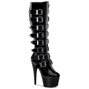 Pleaser ADORE-2043 Platform Knee High Boot (Black Patent/Black)