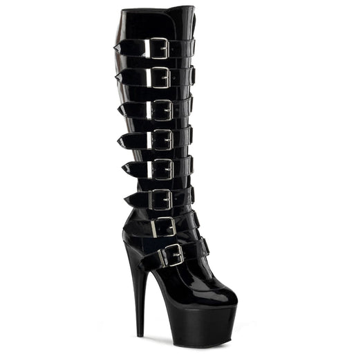 Pleaser ADORE-2043 Platform Knee High Boot (Black Patent/Black)