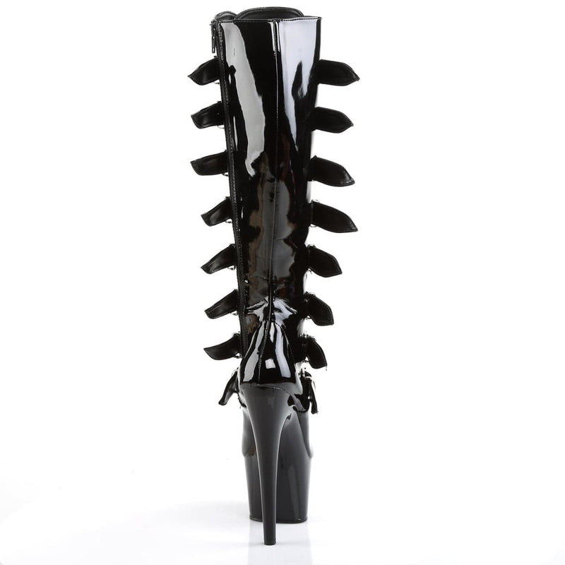 Pleaser ADORE-2043 Platform Knee High Boot (Black Patent/Black)