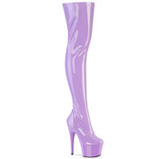 Pleaser ADORE-3000 Platform Thigh High Boot (Lavender Stretch Patent/Lavender)
