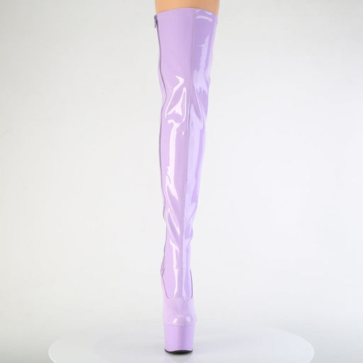 Pleaser ADORE-3000 Platform Thigh High Boot (Lavender Stretch Patent/Lavender)