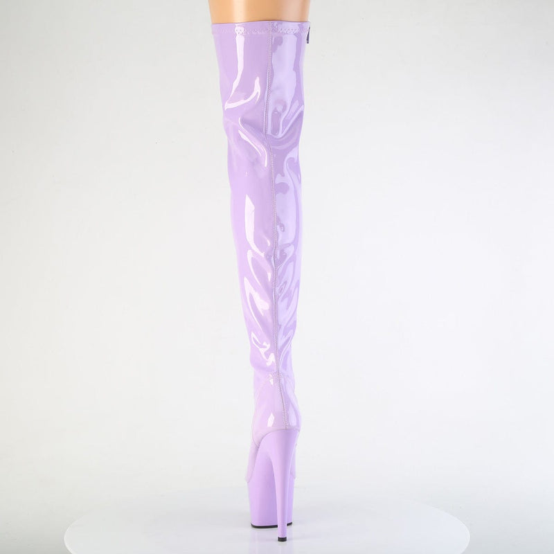 Pleaser ADORE-3000 Platform Thigh High Boot (Lavender Stretch Patent/Lavender)