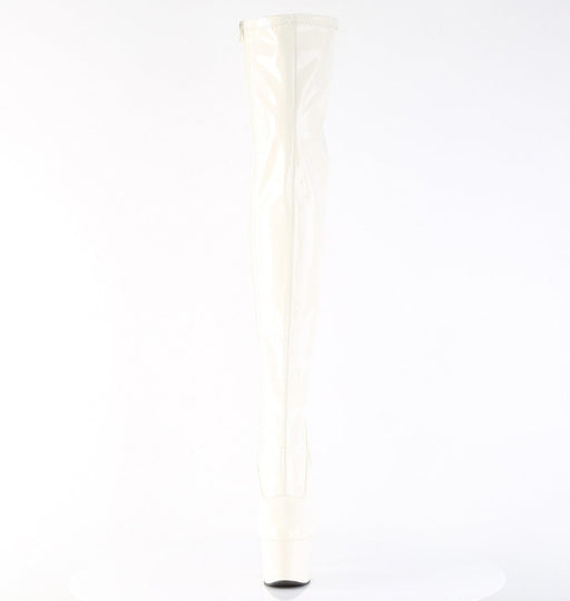Pleaser ADORE-3000 Platform Thigh High Boot (Off-White Patent/Off-White)