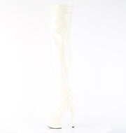Pleaser ADORE-3000 Platform Thigh High Boot (Off-White Patent/Off-White)