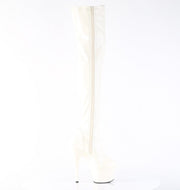 Pleaser ADORE-3000 Platform Thigh High Boot (Off-White Patent/Off-White)