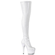 Pleaser ADORE-3000 Platform Thigh High Boot (White Stretch Patent/White) 5