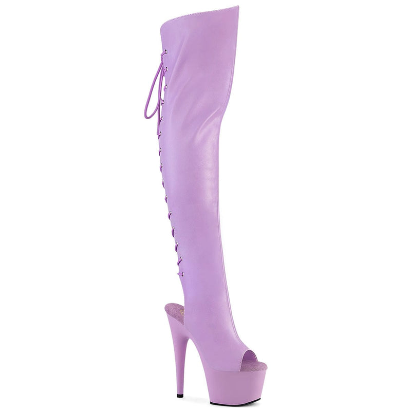 Pleaser ADORE-3019 Platform Knee High Boot (Lavender Faux Leather/Lavender Matte)