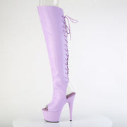Pleaser ADORE-3019 Platform Knee High Boot (Lavender Faux Leather/Lavender Matte)