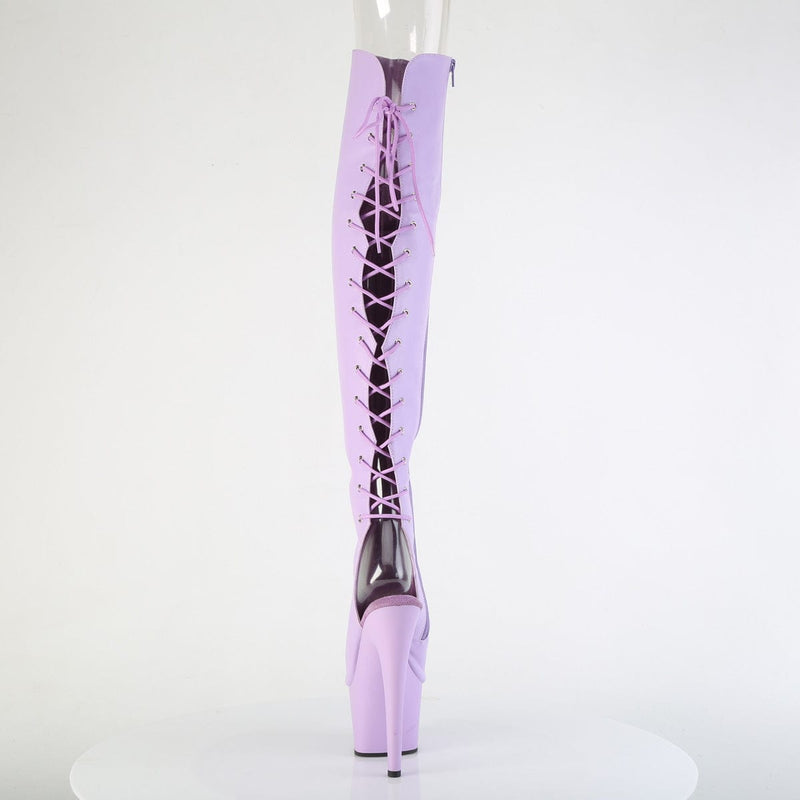 Pleaser ADORE-3019 Platform Knee High Boot (Lavender Faux Leather/Lavender Matte)