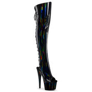Pleaser ADORE-3019HWR Platform Knee High Boot (Black Stretch Holo/Black Holo) 5