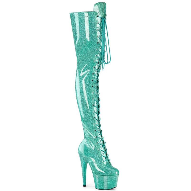 Pleaser ADORE-3020GP Platform Thigh High Boot (Aqua Glitter Patent/M) 5