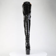 Pleaser ADORE-3020GP Platform Thigh High Boot (Black Glitter Patent/M)