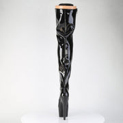 Pleaser ADORE-3020GP Platform Thigh High Boot (Black Glitter Patent/M)