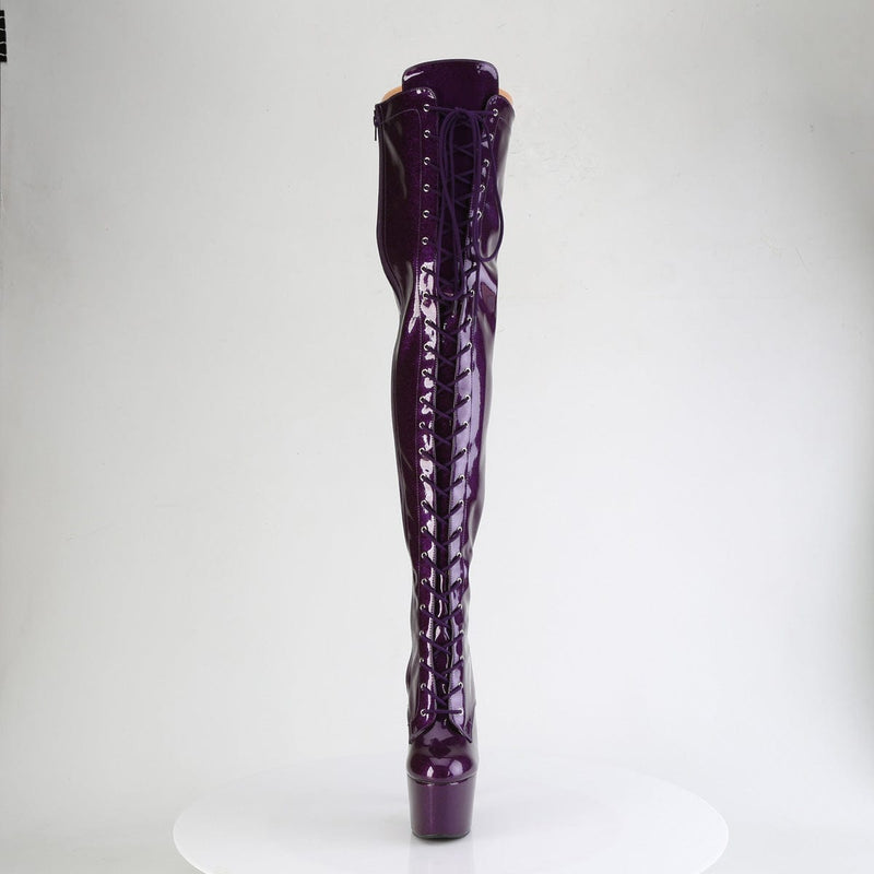 Pleaser ADORE-3020GP Platform Thigh High Boot (Purple Glitter Patent/M)