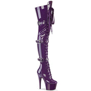 Pleaser ADORE-3028 Platform Thigh High Boot (Purple Stretch Patent/Purple)