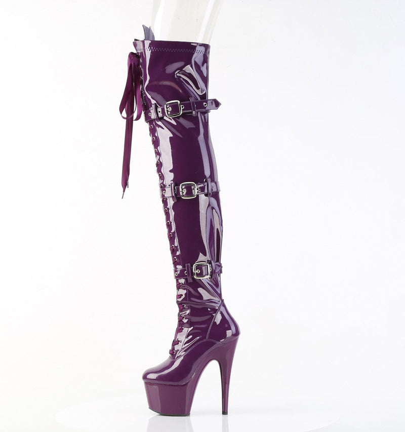 Pleaser ADORE-3028 Platform Thigh High Boot (Purple Stretch Patent/Purple)