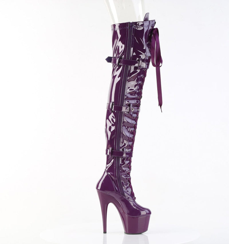Pleaser ADORE-3028 Platform Thigh High Boot (Purple Stretch Patent/Purple)