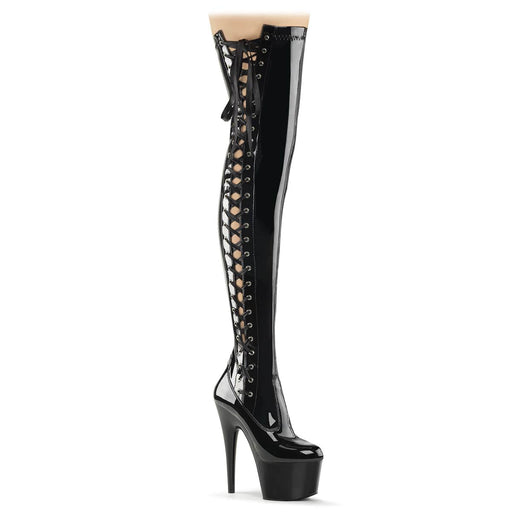 Pleaser ADORE-3050 Platform Thigh High Boot (Black Stretch Patent/Black) 5