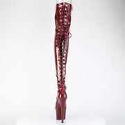 Pleaser ADORE-3063 Platform Thigh High Boot (Burgundy Stretch Patent/Burgundy)