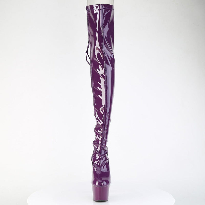 Pleaser ADORE-3063 Platform Thigh High Boot (Purple Stretch Patent/Purple)