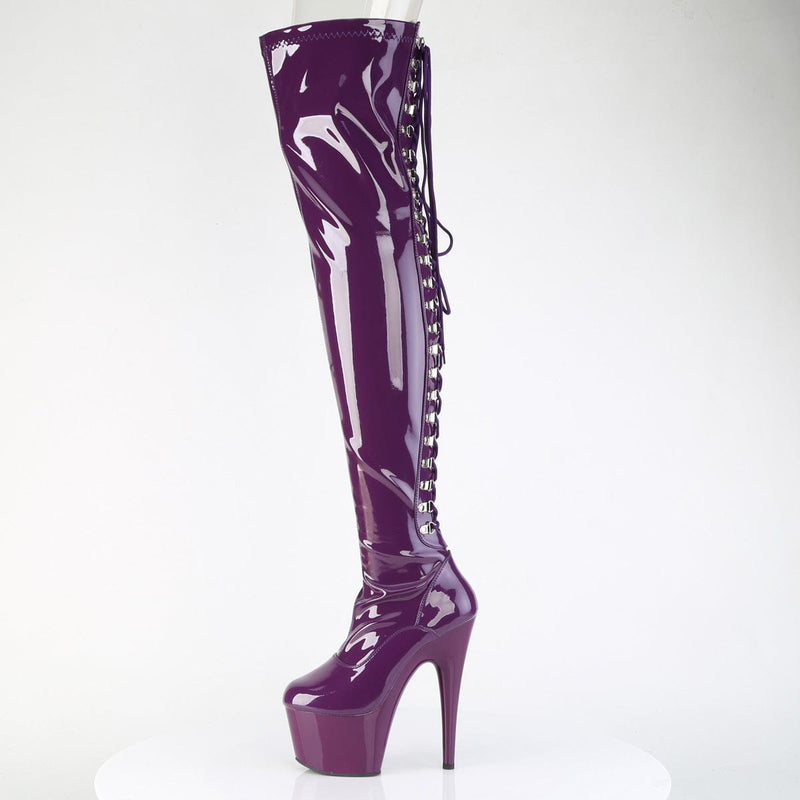 Pleaser ADORE-3063 Platform Thigh High Boot (Purple Stretch Patent/Purple)