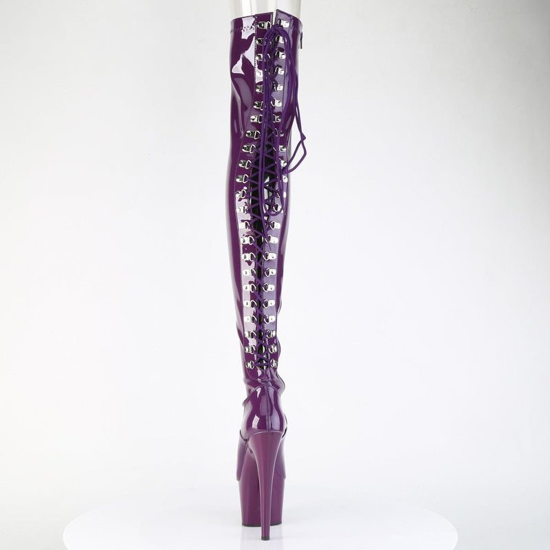 Pleaser ADORE-3063 Platform Thigh High Boot (Purple Stretch Patent/Purple)