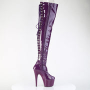 Pleaser ADORE-3063 Platform Thigh High Boot (Purple Stretch Patent/Purple)