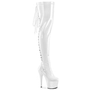 Pleaser ADORE-3063 Platform Thigh High Boot (White Stretch Patent/White) 5
