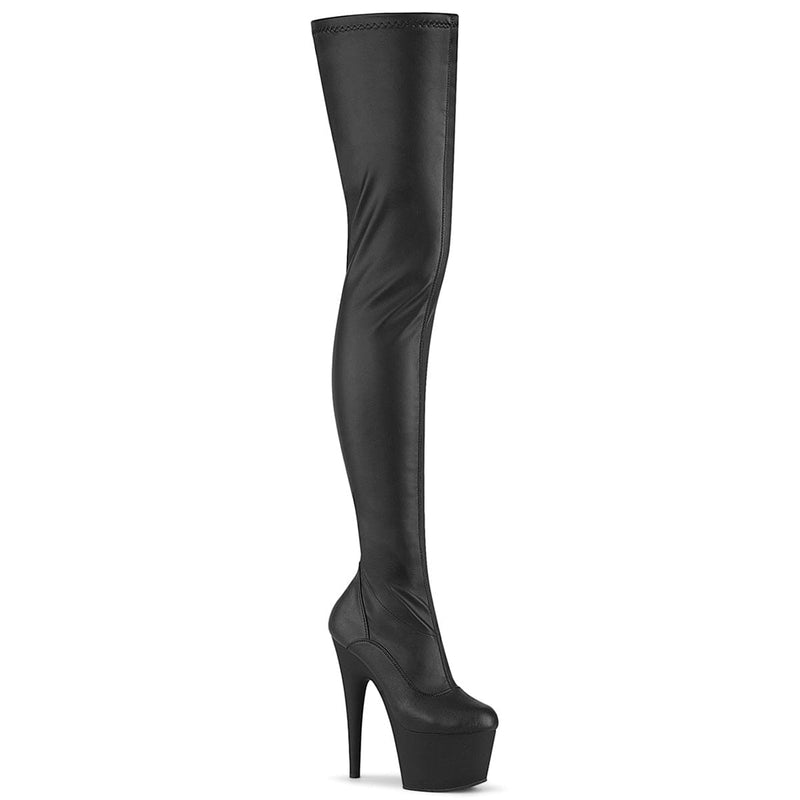 Pleaser ADORE-4000 Platform Crotch High Boot (Black Stretch Faux Leather/Black Matte)