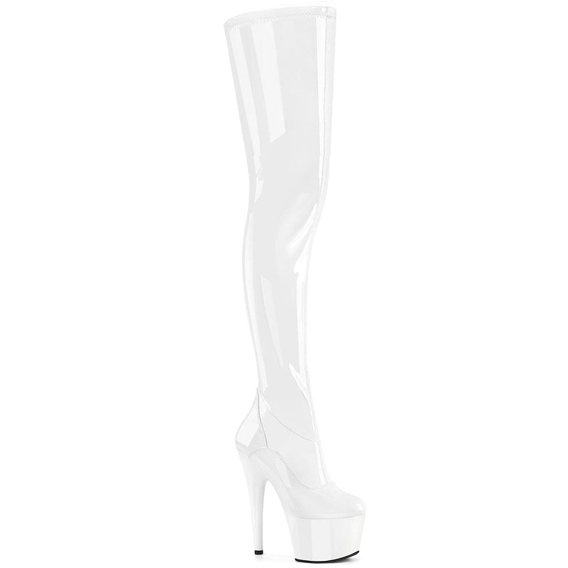 Pleaser ADORE-4000 Platform Crotch High Boot (White Stretch Patent/White) 5