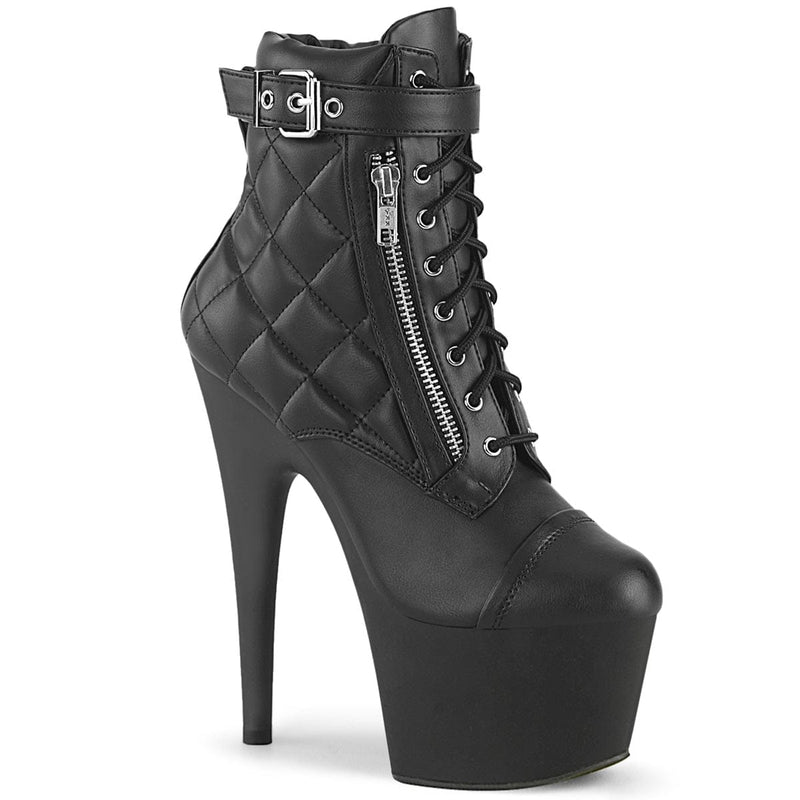 Pleaser ADORE-700-05 Platform Ankle Boot (Black Faux Leather/Black Matte) 5