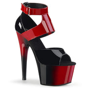 Pleaser ADORE-700-16 Platform Sandal (Black-Red Patent/Red-Black)