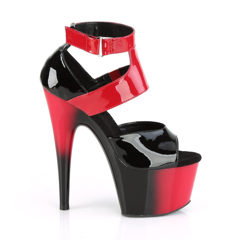 Pleaser ADORE-700-16 Platform Sandal (Black-Red Patent/Red-Black)