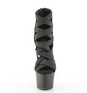 Pleaser ADORE-700-24 Platform Sandal (Black Elastic Band-Microfiber/Black Matte)