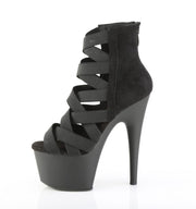 Pleaser ADORE-700-24 Platform Sandal (Black Elastic Band-Microfiber/Black Matte)