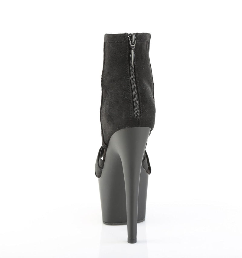 Pleaser ADORE-700-24 Platform Sandal (Black Elastic Band-Microfiber/Black Matte)