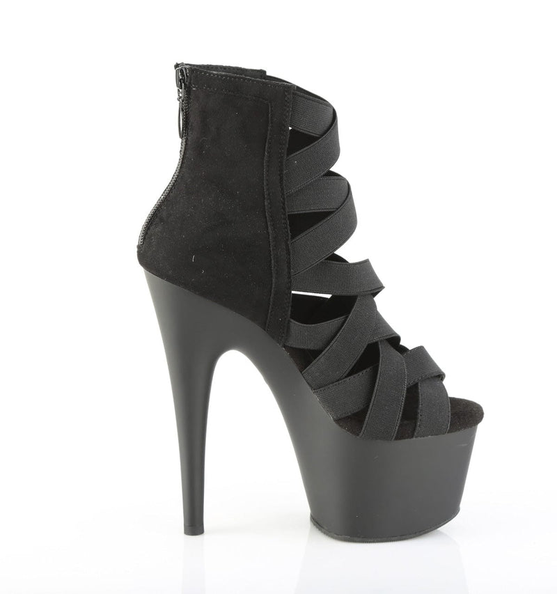 Pleaser ADORE-700-24 Platform Sandal (Black Elastic Band-Microfiber/Black Matte)
