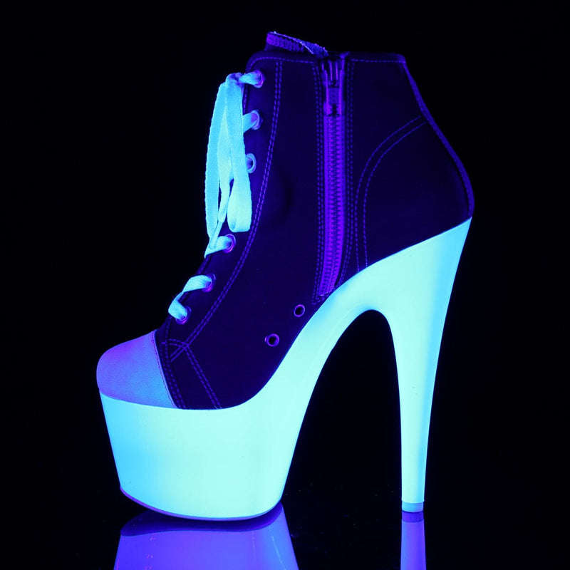 Pleaser ADORE-700SK-02 Platform Sneaker (Red Canvas/Neon White)