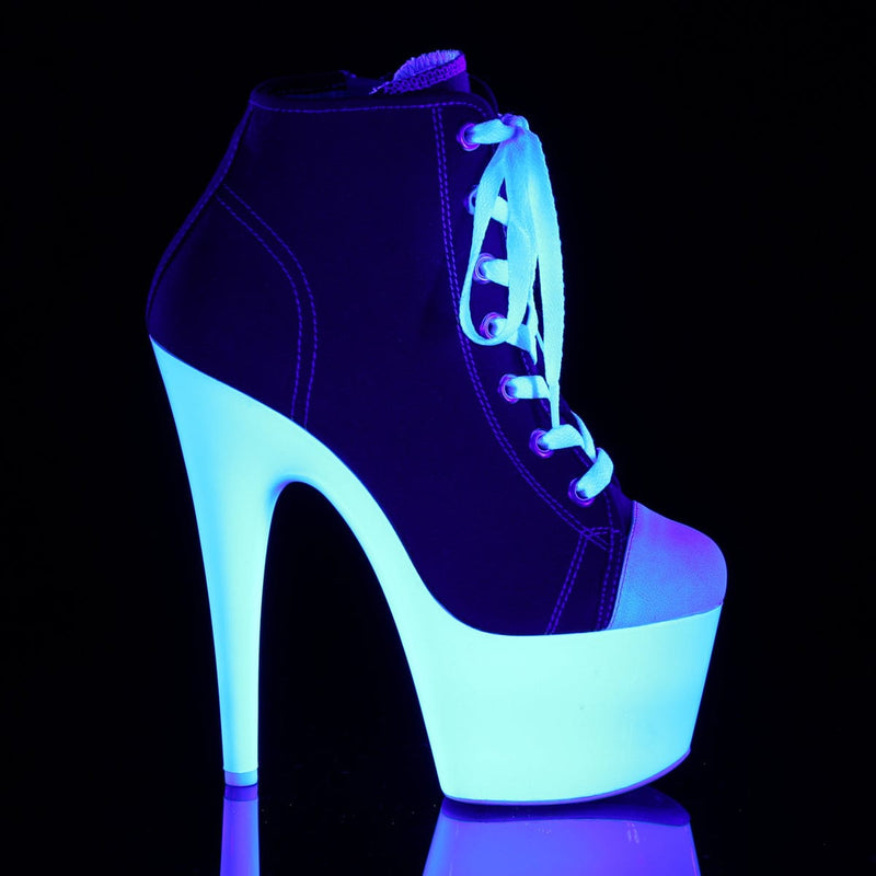 Pleaser ADORE-700SK-02 Platform Sneaker (Red Canvas/Neon White)