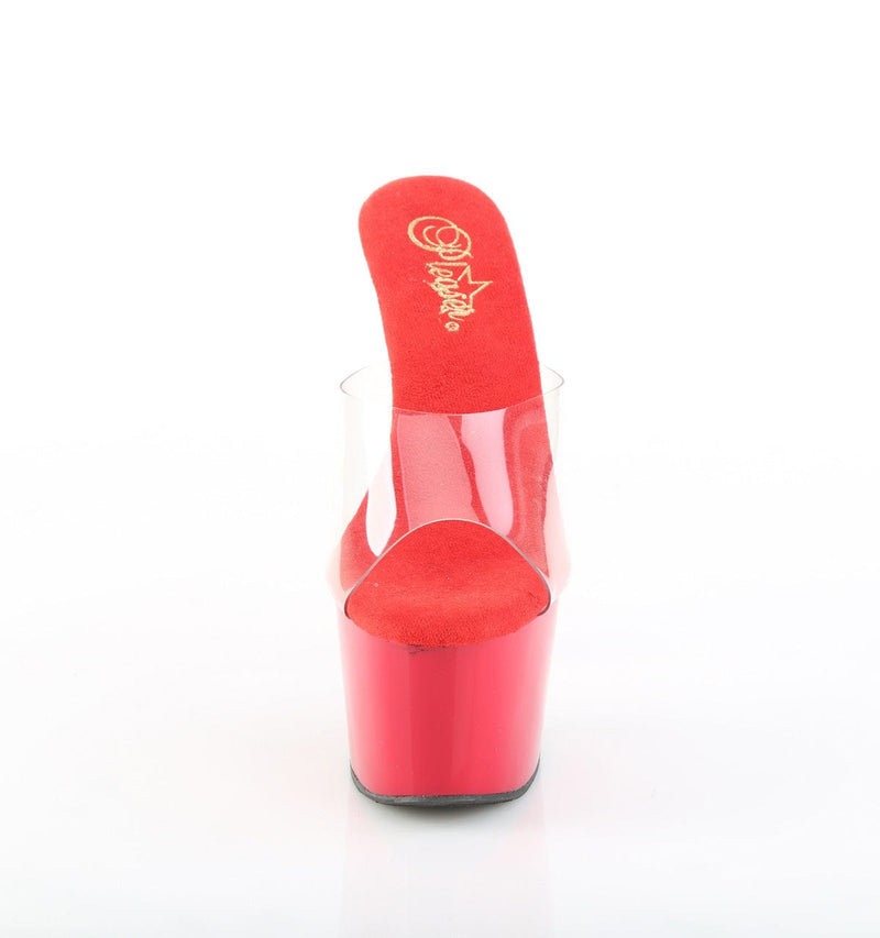 Pleaser ADORE-701 Platform Slide (Clear/Red)