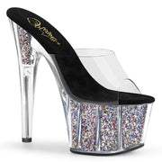 Pleaser ADORE-701CG Clear/Silver Confetti Glitter