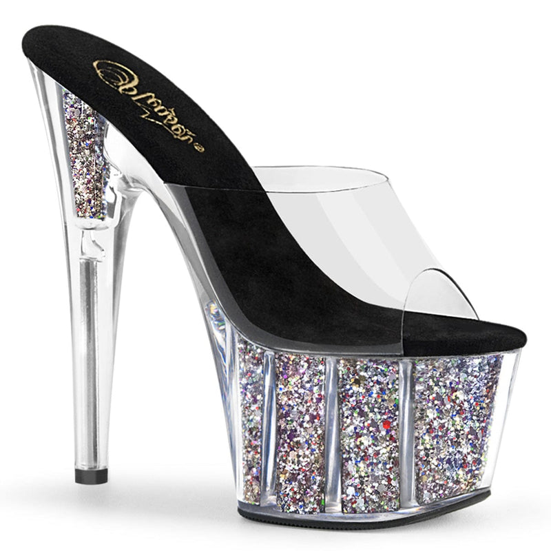 Pleaser ADORE-701CG Clear/Silver Confetti Glitter