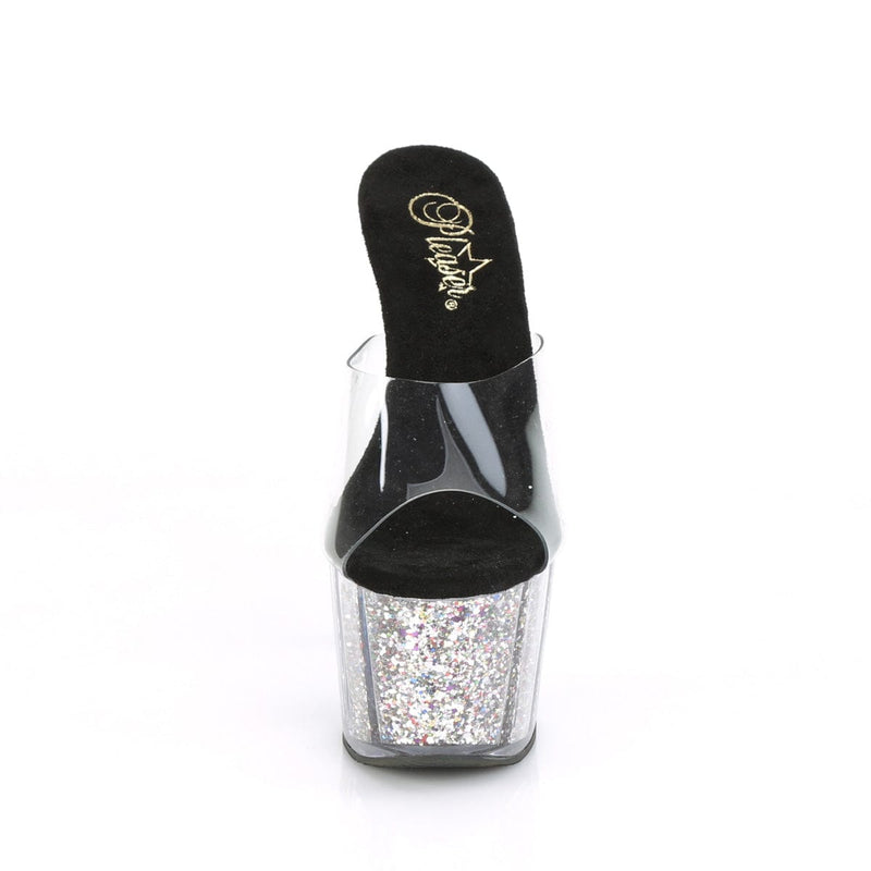 Pleaser ADORE-701CG Clear/Silver Confetti Glitter