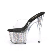 Pleaser ADORE-701CG Clear/Silver Confetti Glitter