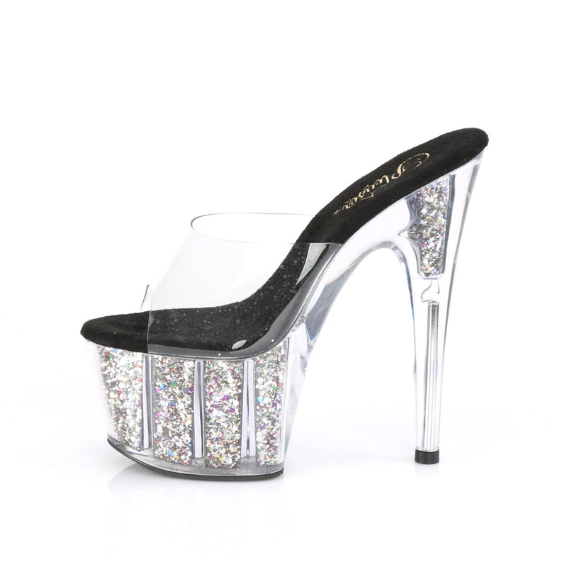 Pleaser ADORE-701CG Clear/Silver Confetti Glitter