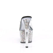 Pleaser ADORE-701CG Clear/Silver Confetti Glitter