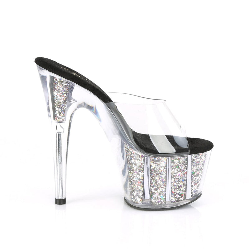 Pleaser ADORE-701CG Clear/Silver Confetti Glitter