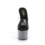 Pleaser ADORE-701CG Platform Slide (Clear/Black Confetti Glitter)