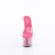Pleaser ADORE-701FL Platform Slide (Clear/Hot Pink Flowers)